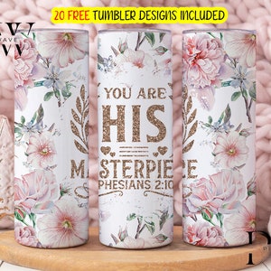 Jesus Tumbler Wrap PNG, 20oz Skinny Tumbler Sublimation Designs, Christian Tumbler Design Downloads, Digital File PNG, Bible Verse Tumbler
