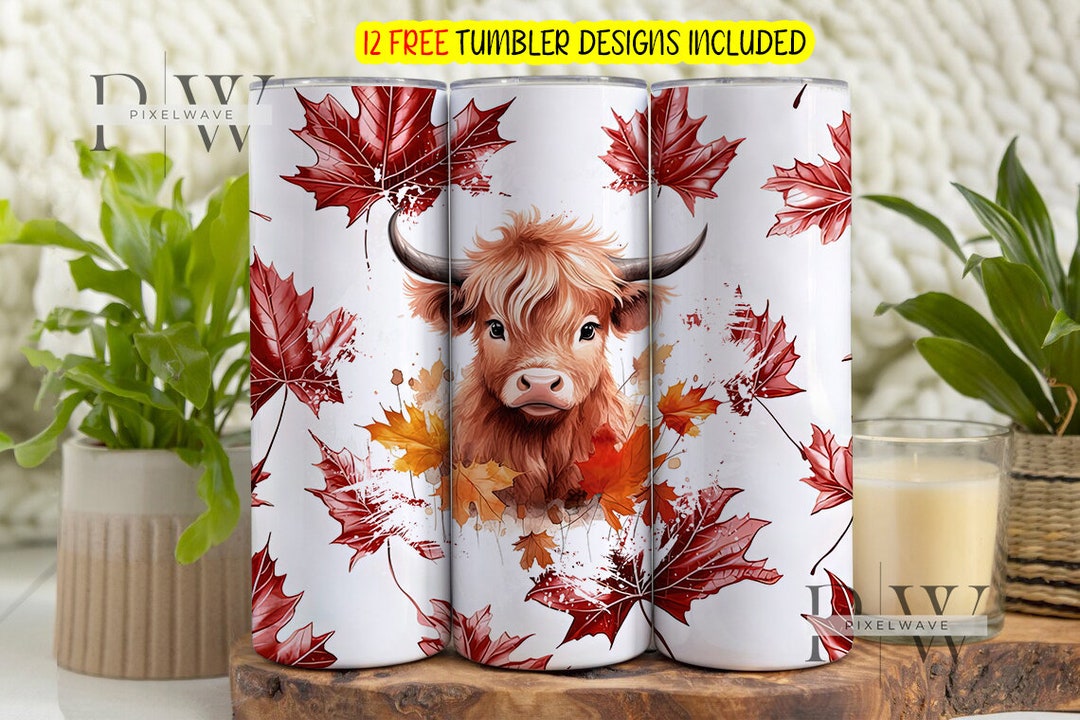 Highland Cow 20 Oz Skinny Tumbler Sublimation Design Digital Download ...
