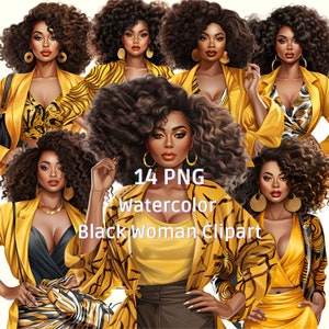 14 Watercolor Black Girl Clipart,  Fashion Clipart, Black girl Clipart, Black Woman Clipart, Fashion ClipArt, Cozy Clipart,Afro Girl Clipart