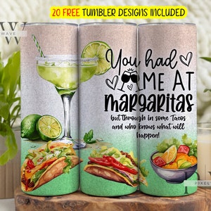 Funny Tacos Margaritas Tequila Tumbler Wrap PNG, Tacos 20 oz Skinny Tumbler png, Instant Download, Cinco de Mayo Sublimation Tumbler wrap