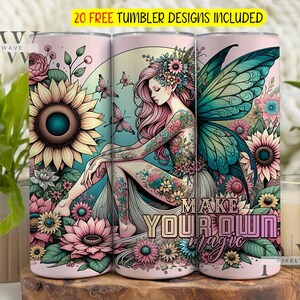 Machen Sie Ihren eigenen magischen 20 Unzen Skinny Tumbler Wrap, Sublimationsentwürfe für psychische Gesundheit, Motivations-Sonnenblumen Tumbler Wrap, digitaler Download