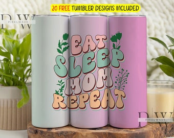 Mom Life Tumbler Png, Mother's Day Digital Sublimation design, Mom Digital Design, Positive Mom 20oz Skinny Tumbler, Mama  Floral Design Png
