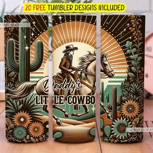 Daddy's Little Cowboy 20 Oz magere sublimatiebeker png, rustieke boerenmeisje western bekeromslag png