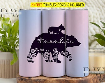 Mom Life Tumbler Png, Mother's Day Digital Sublimation design, Mom Digital Design, Positive Mom 20oz Skinny Tumbler, Mama  Floral Design Png