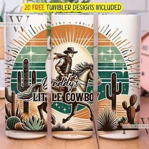 Daddy's Little Cowboy 20 Oz magere sublimatiebeker png, rustieke boerenmeisje western bekeromslag png