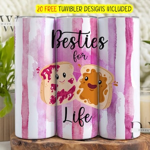 Mejores amigos 20oz DIGITAL Skinny Tumbler Diseño de sublimación, Descarga de sublimación de amigos, Bestie 20oz Skinny Tumbler, Friend Tumbler Png