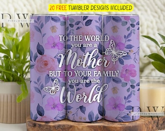 Mom Life Tumbler Png, Mother's Day Digital Sublimation design, Mom Digital Design, Positive Mom 20oz Skinny Tumbler, Mama  Floral Design Png