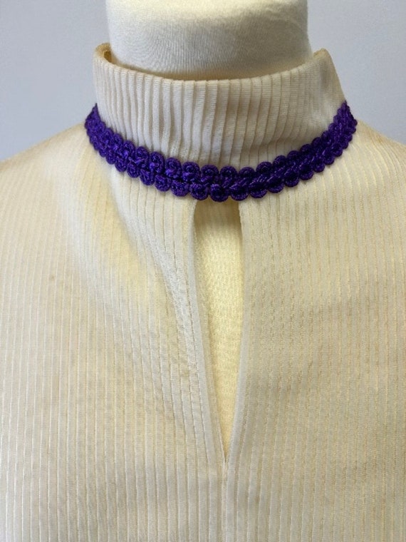 Vintage 1970s Dress Purple Cream 1960s Flowy Slee… - image 9