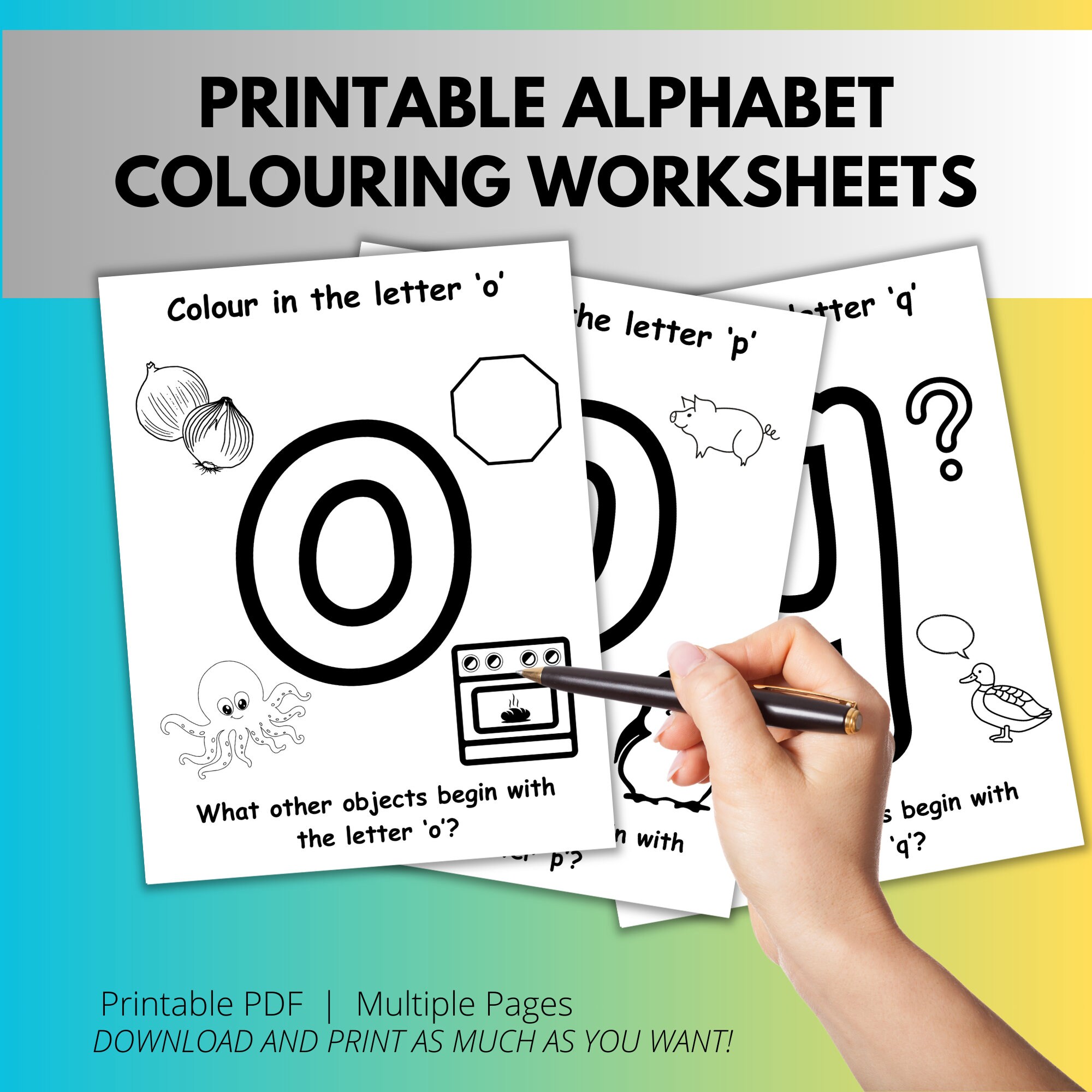 Printable Colouring Alphabet Worksheets Printable Letters - Etsy