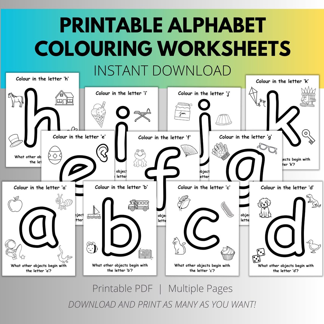 Printable Colouring Alphabet Worksheets Printable Letters - Etsy