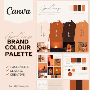 Deluxe Orang Brand Palette | Editable Canva Colour Palette with Hex Codes | Designer Branding for Small Business | Trend Colour Palette 2024