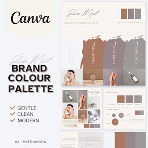 Neutrale Markenfarbpalette: Silver Mist Canva Template (Digitaler Download)