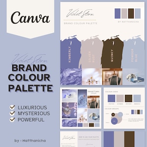 Violet Storm Brand Color Palette: Editable Canva Template
