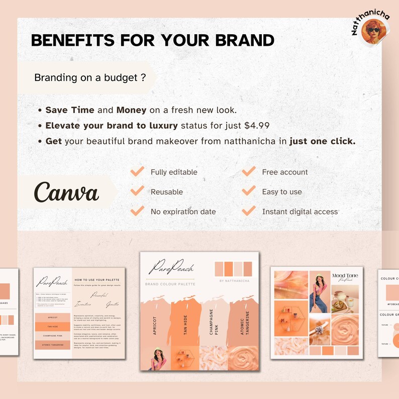 Peach Color Palette: Canva Branding Kit With Hex Codes (digital) - Etsy