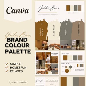 Deluxe Brown Colour Palette  |  Editable Canva Colour Palette with Hex Codes | Small Business Branding Kit | Golden Brown Colour Palette