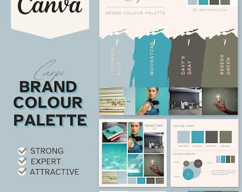Paleta de colores de la marca Azul Verde: Plantilla de Canva con códigos hexadecimales