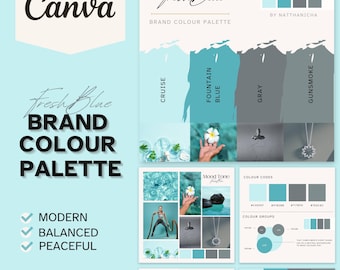 Fresh Blue Color Palette: Canva Branding Kit with Hex Codes (Digital Download)