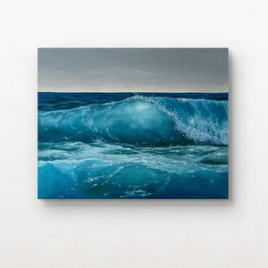 Ocean Wave Oil Painting on Canvas – Seascape Wall Art – Coastal Home Decor – Original Marine Art – Blue Sea Painting 16*20 inch