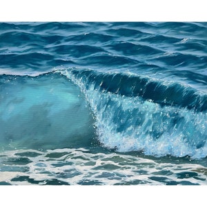 Original Oil Painting Ocean WAVE on canvas. Seascape big Wave Artwork Blue Wave, Wall art, hand painted oil artwork  16 * 20 inch by Artist
