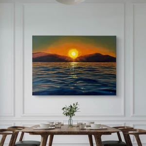 Original Oil Painting: Coastal Sunset Seascape - 60x90 cm Canvas Art