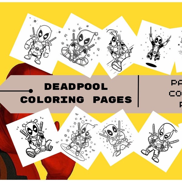 Deadpool  pack coloring pages 50+ , marvel coloring pages,  deapool christmas , adult coloring pages