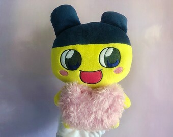 Tamagotchi Plush | BANDAI Mametchi with Pink Heart (Tamagotchi Holder) Plush Doll (6" x 9")