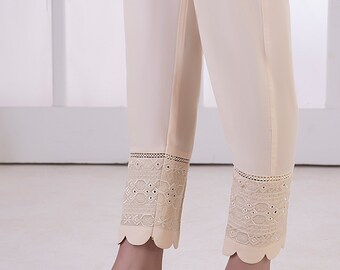 Lakhany Embroidered Trousers - Elevate Your Style with LSM-T-3106 (BG). Chic and Versatile, Perfect for Effortless Fashion