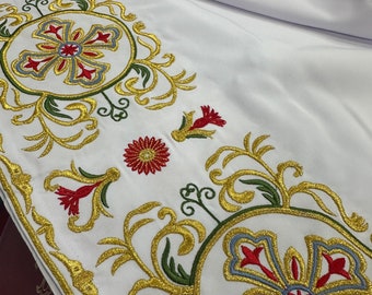 Embroidery Stichar white gabardine - wet silk - short fabric 127