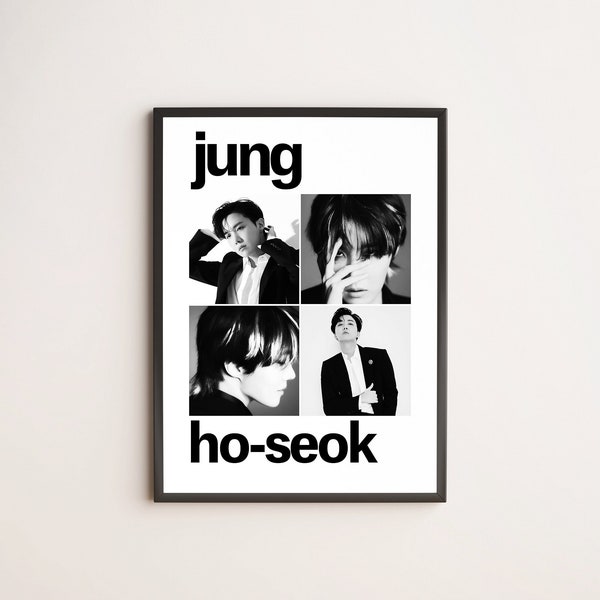 J Hope BTS Poster (Digital Download), Aesthetic Room Decor, Gifts, Merch, Black & White BTS Wall Art