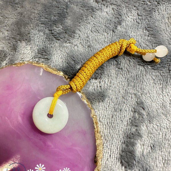 Pingan Kou string necklace jadeite jade stone yellow rope authentic jade good wishes for safety