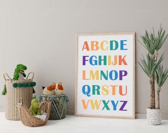Playful Alphabet Poster: Colorful ABC Nursery Decor (Digital Download)