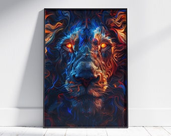 Table on Sublimable Aluminum Plate - Illustration "Lion magnificent color" - Fancy Wall Decoration, 30cm X 40 cm, bright color