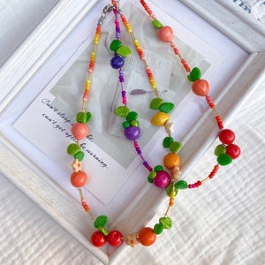 Mixed Fruits,Mixed fruit necklace,Fashion necklace,Polymer clay necklace