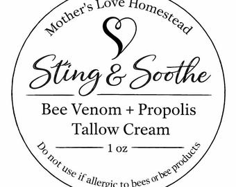 Sting & Soothe Bee Venom Propolis Tallow Balm| Natural Dry Skin Balm