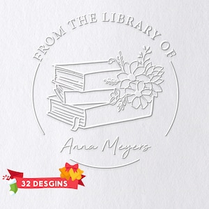 Custom Book Embosser,From the Library of,Personalized  Book Stamp,Book Belongs to,Ex Libris,Book Lover Gift