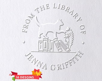 Personalizado de la biblioteca de grabadora de libros, libro de sellos personalizado, pertenece al regalo de amante de los libros Ex Libris