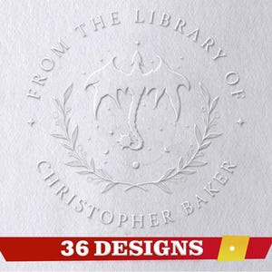 Embosseur de livre personnalisé, Tampon de livre personnalisé, Timbre de gaufrage de bibliothèque, De la bibliothèque de, Timbre Ex Libris, Cadeau pour amoureux des livres