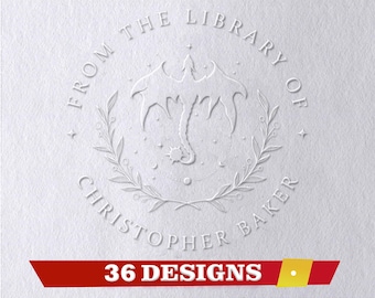 Personalisierter Buch Prägestempel, Bibliothek Prägestempel, Aus der Bibliothek von , Ex Libris Stempel, Geschenk für Buchliebhaber