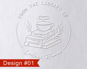 Buch Embosser personalisiert, aus der Bibliothek des Buchstempels, benutzerdefinierter Buchpräger, Bibliotheksprägestempel, Ex Libris Stempel, Buchliebhaber Geschenk