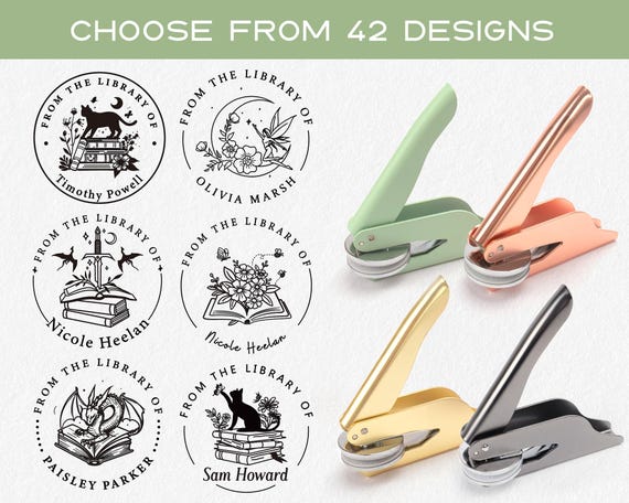 Personalized Book Embosser, Custom Book Stamp, Library Embosser stamp, From the Library of, Ex Libris stamp, Book Lover Gift