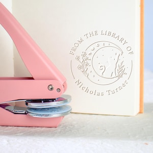 Personalized Book Embosser, Custom Book Stamp, Library Embosser stamp, From the Library of, Ex Libris stamp, Book Lover Gift