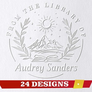 Buchprägung personalisiert, personalisierter Buchstempel, Bibliotheksprägungsstempel, Geschenk für Buchliebhaber, Aus der Bibliothek von, Ex Libris-Stempel