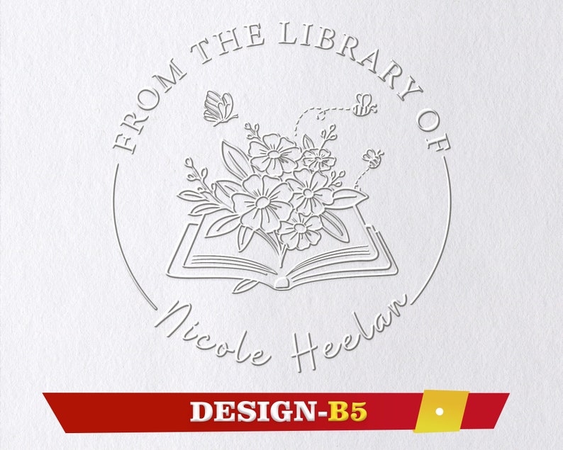 Book Embosser Personalized, Custom Book Stamp, Library Embosser stamp,Book Lover Gift, From the Library of, Ex Libris stamp image 1