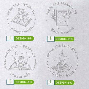 Boek Embosser gepersonaliseerd, aangepaste boek stempel, bibliotheek Embosser stempel, boek minnaar cadeau, uit de bibliotheek van, Ex Libris stempel afbeelding 4