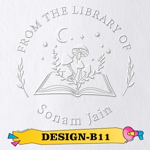 Buch Stempel Personalisiert, Buch Präge Stempel, Aus der Bibliothek von , Ex Libris Stempel, Buch Präge Stempel