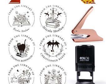 Personalisierter Buch Prägestempel, Bibliothek Prägestempel, Aus der Bibliothek von , Ex Libris Stempel, Geschenk für Buchliebhaber