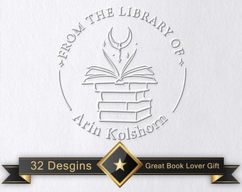 Custom From the Library of Book Embosser  Personalized  Book Stamp Book Belongs to Ex Libris Book Lover Gift