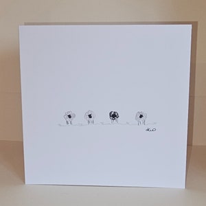 Originele aquarel wenskaart 'Het Zwarte Schaap' - Niet zomaar een print!