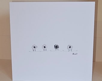 Original Water Colour Greetings Card 'The Black Sheep' - Not just a print!