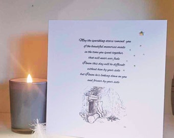 Winnie the Pooh Wedding Anniversary in Heaven Card